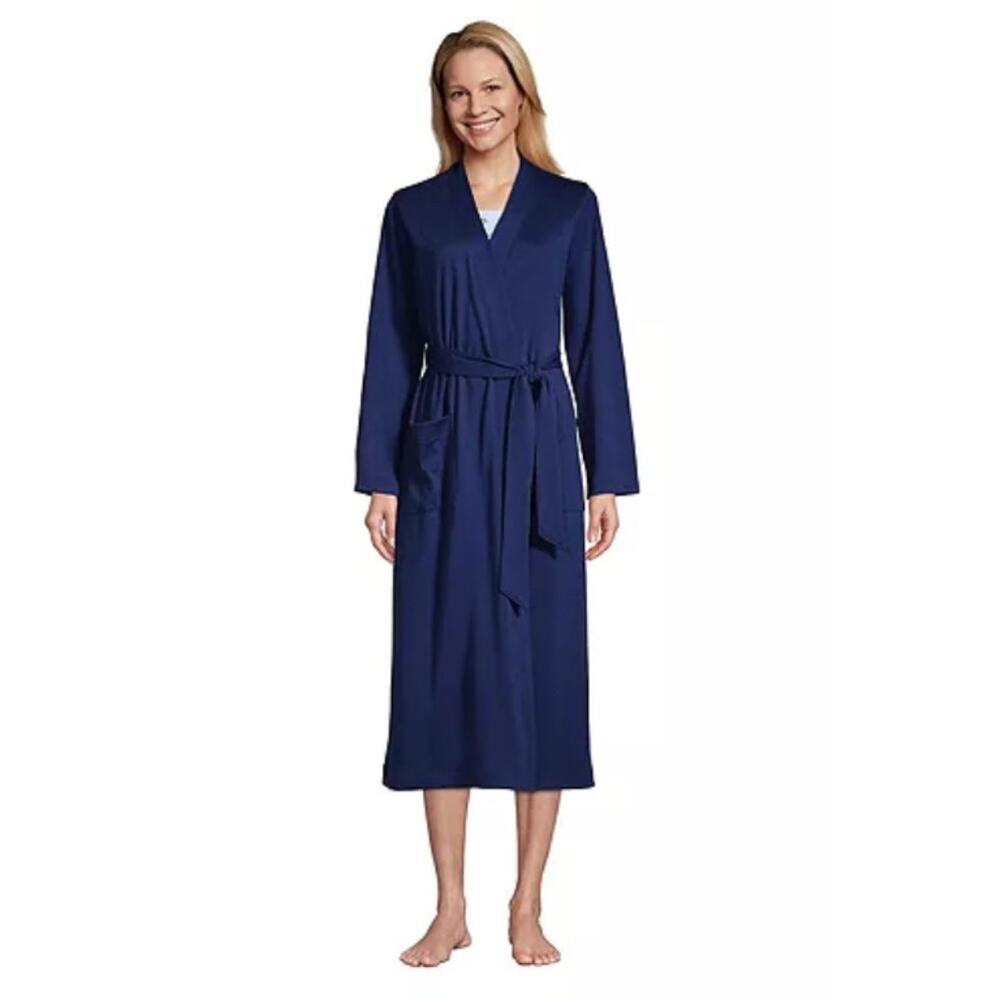 Lands End Supima Cotton Purple Long Robeβ Womens Soft Sleepwear Medium Petite